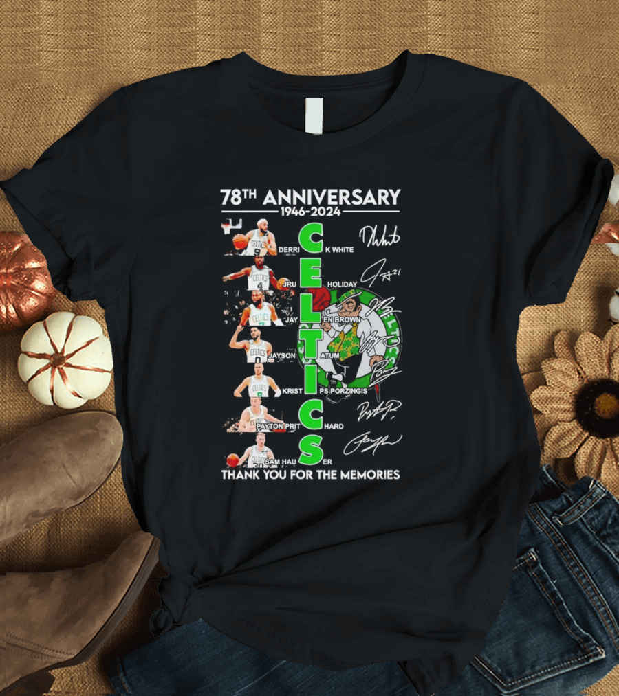 Boston Celtics 78th Anniversary 1946-2024 Thank You for the Memories Derrick White Jrue Holiday Jaylen Brown Jayson Tatum Kristaps Porzingis Payton Pr