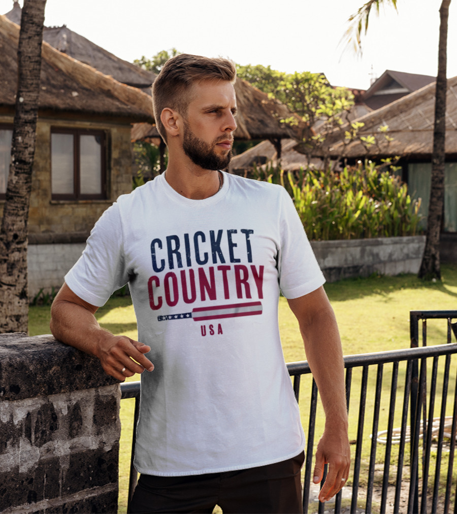 Cricket Country USA American Flag Bat T-Shirt