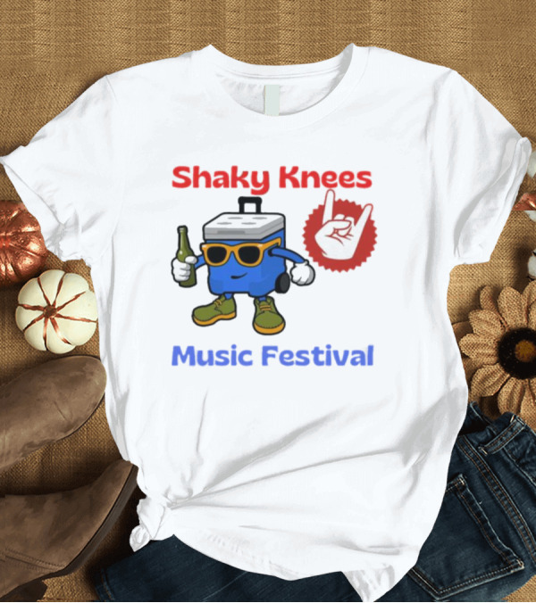 T-Shirt: Shaky Knees Music Festival Cooler Character with Sunglasses and Hand Sign T-Shirt Shaky Knees Music Festival Cooler Character with Sunglasses and Hand Sign T-Shirt
