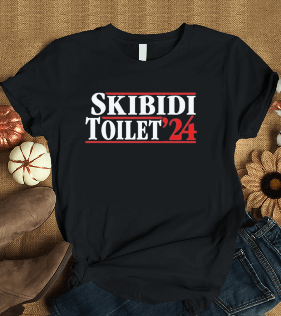 Skibidi Toilet '24 Red and White Bold Text Block T-Shirt
