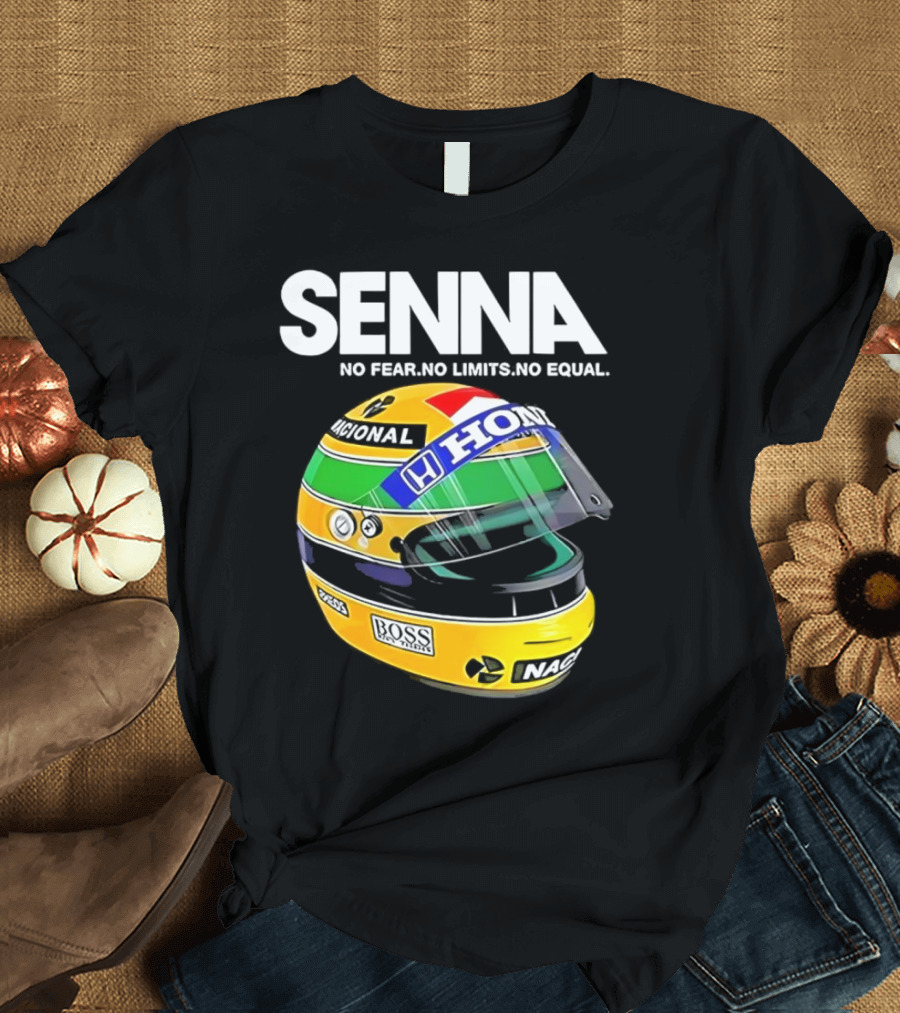 SENNA No Fear No Limits No Equal Honda Racing Helmet BOSS Nacional T-Shirt