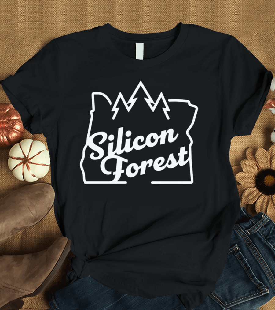 Silicon Forest Oregon State Outline with Trees T-Shirt