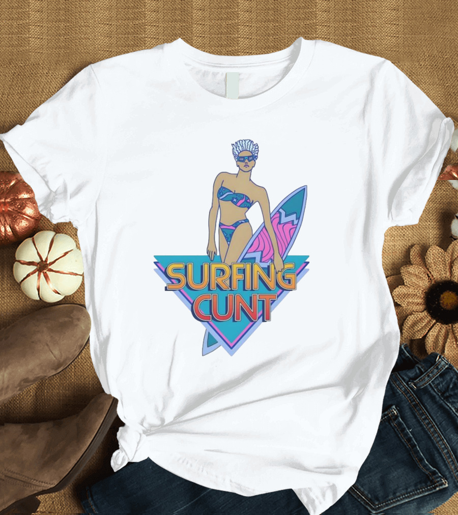Surfing Cunt Retro Summer Vibes Surfer Girl Iconic T-Shirt
