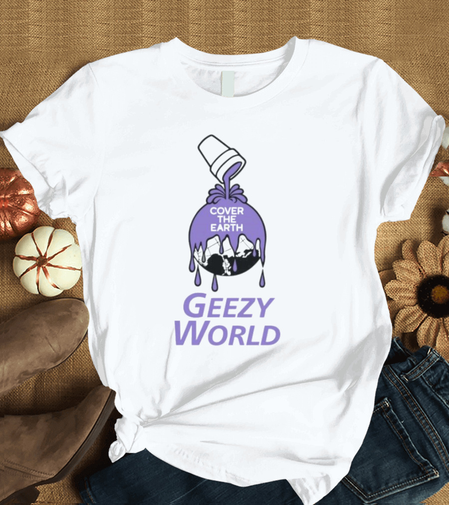 Cover the Earth Geezy World Purple Dripping Globe and Cup T-Shirt