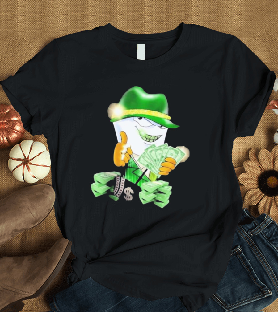 Thug Shake Money Master Shake with Cash and Green Hat T-Shirt