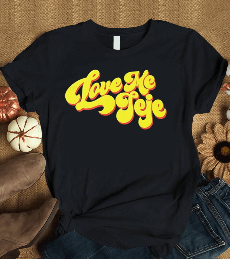 Love Me Jeje Retro Style Text Yellow and Red Groovy Font T-Shirt