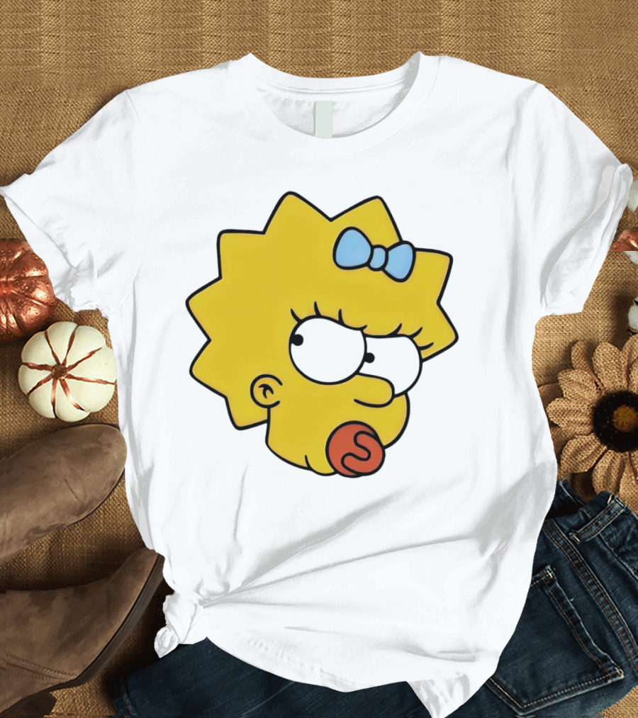 Manicita The Simpsons Maggie Angry Face with Pacifier and Bow T-Shirt