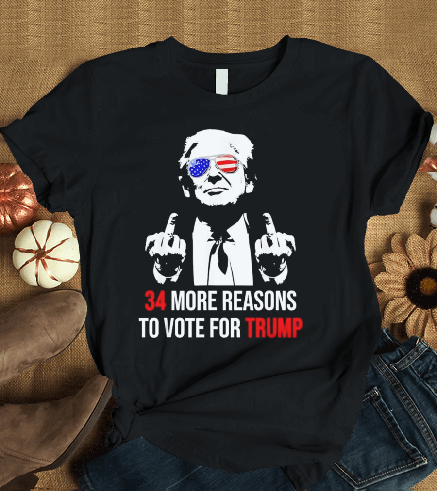34 More Reasons to Vote for Trump USA Flag Glasses T-Shirt