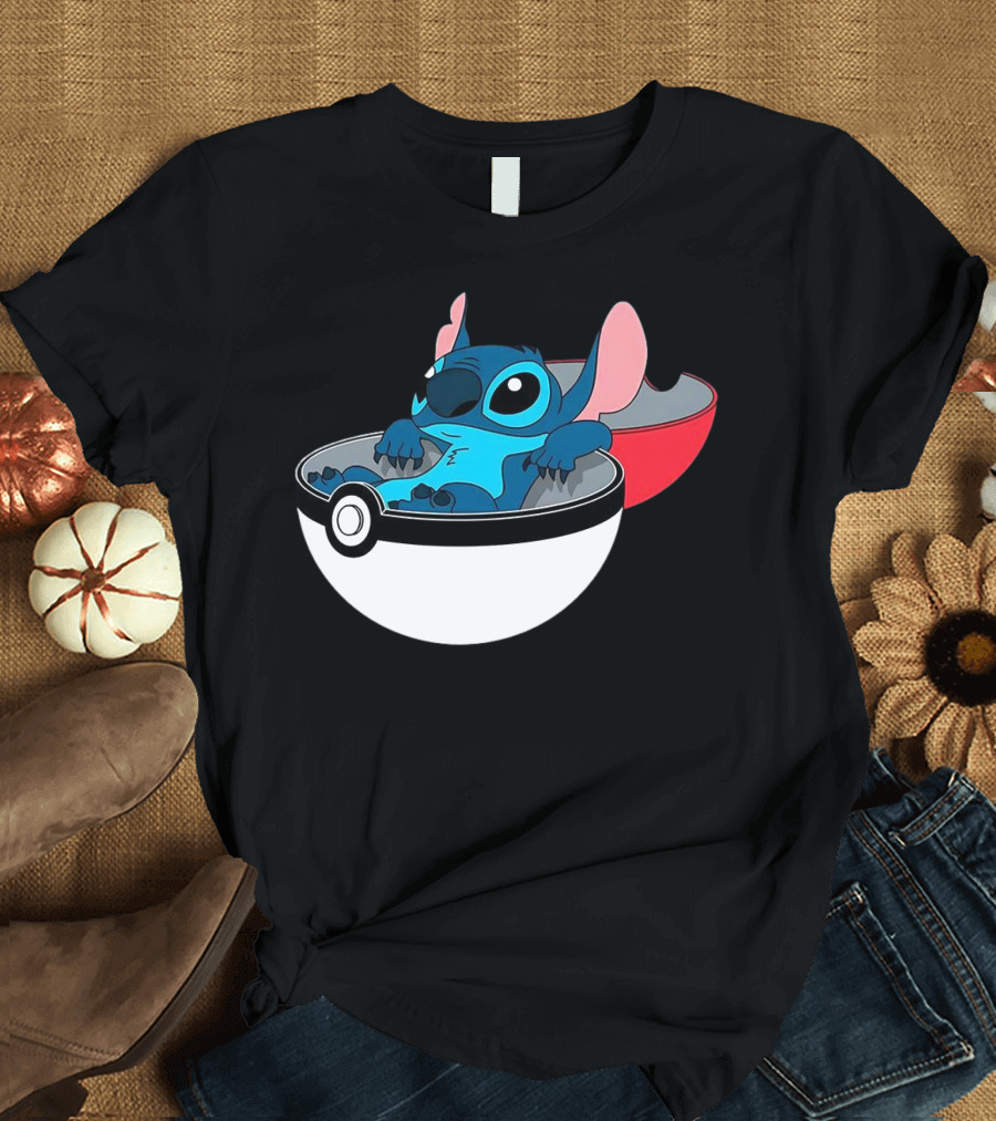 The Stitch Relaxing in Poké Ball Fusion Concept T-Shirt