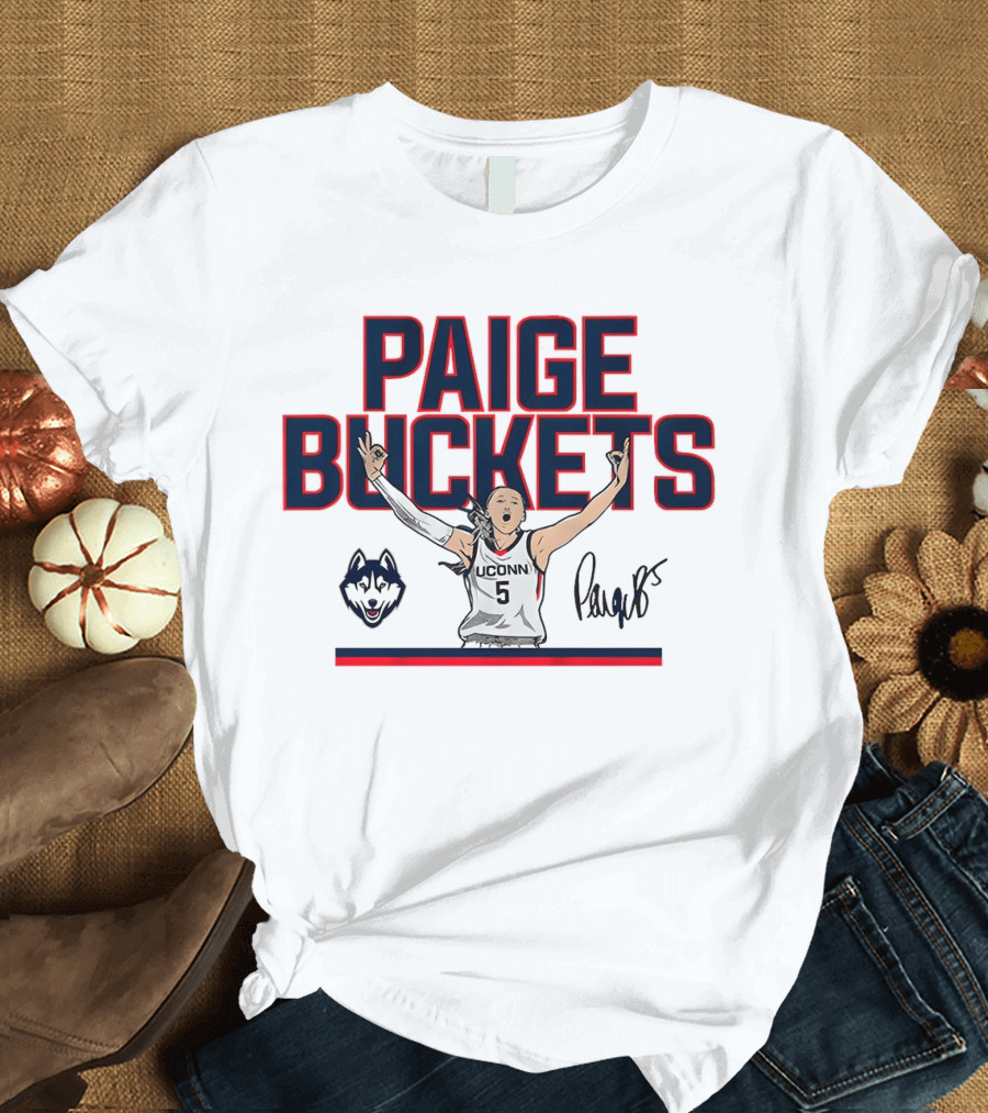 UConn Paige Bueckers Buckets Huskies Basketball Signature T-Shirt