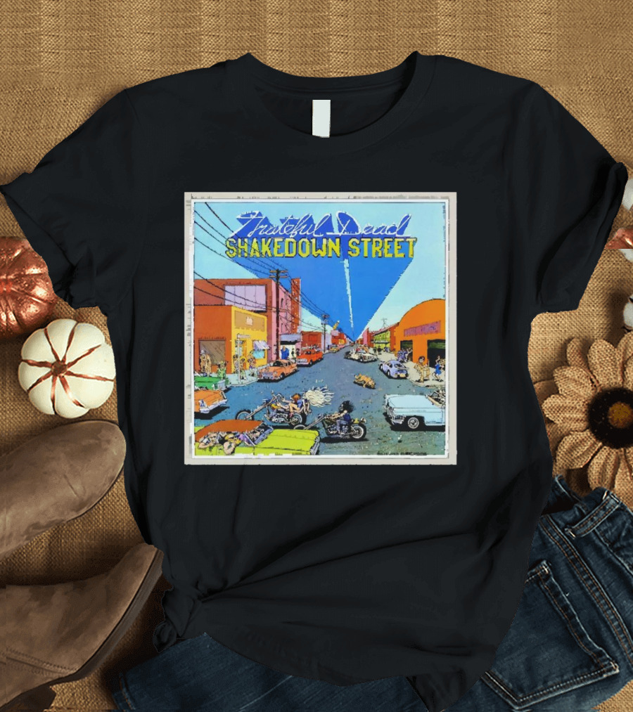 Grateful Dead Shakedown Street Album Cover Vintage Cars Scene T-Shirt