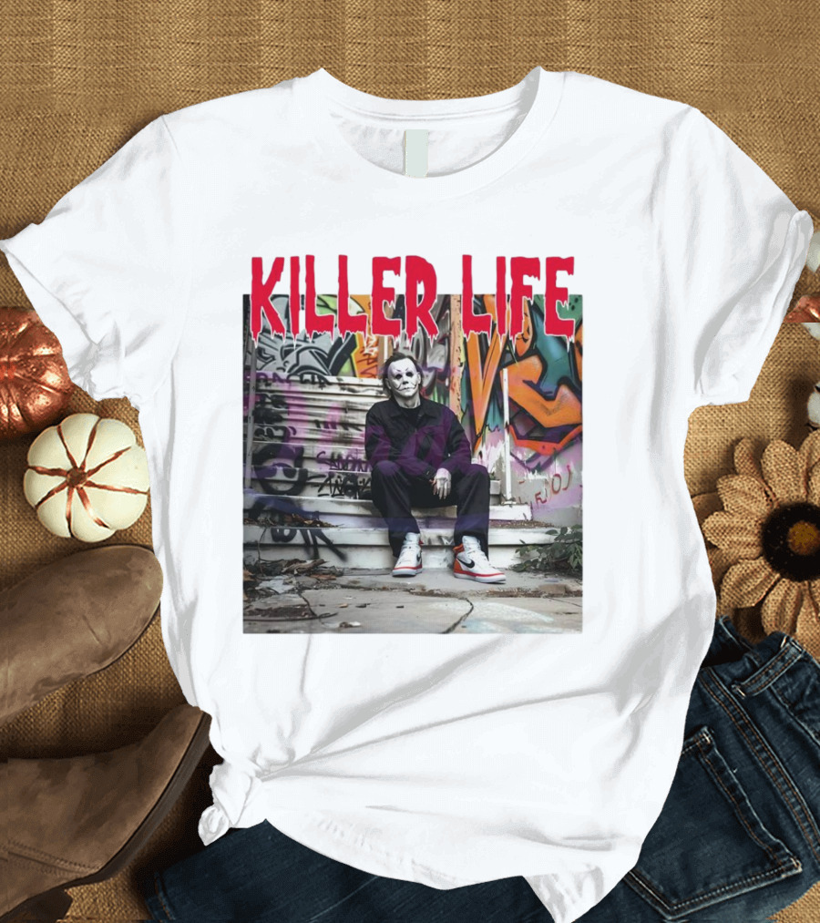 Michael Myers Killer Life Halloween Graffiti Steps T-Shirt