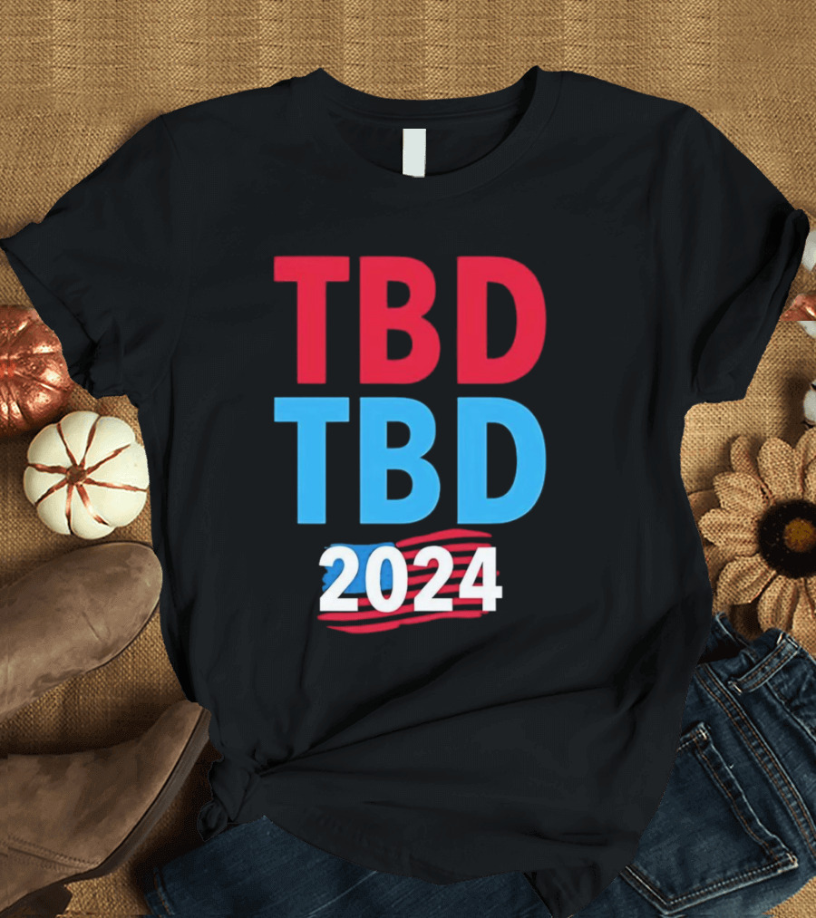 TBD TBD 2024 USA Flag Red White Blue Stripes T-Shirt