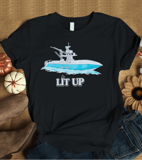 T-Shirt: LIT UP Boat Illuminated with Blue Waves T-Shirt LIT UP Boat Illuminated with Blue Waves T-Shirt