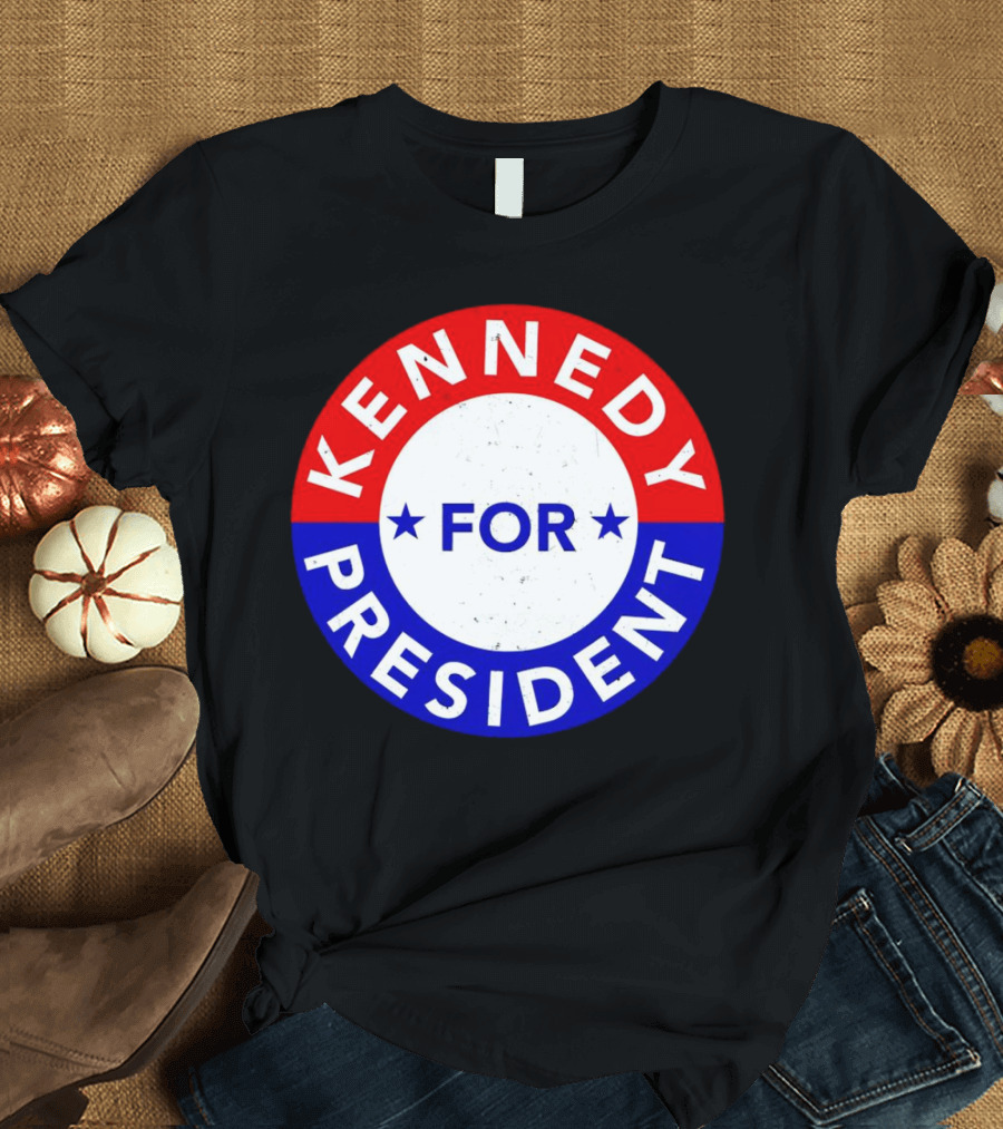 Kennedy for President Campaign Button Red White Blue T-Shirt