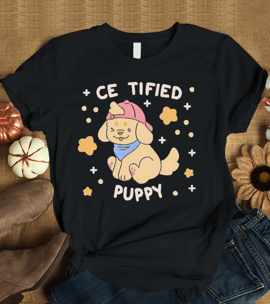 Certified Cute Puppy with Hat and Bandana T-Shirt