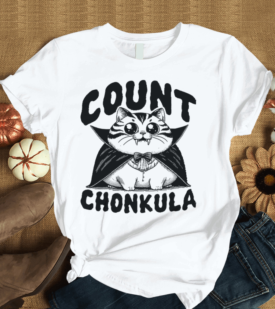 Count Chonkula Cat in Vampire Costume T-Shirt