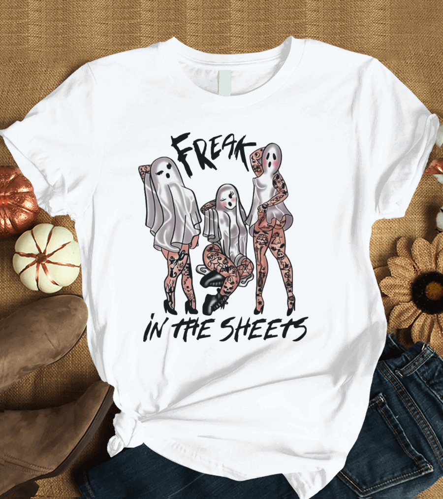 Ghosts Freak In The Sheets Tattooed Spooky T-Shirt