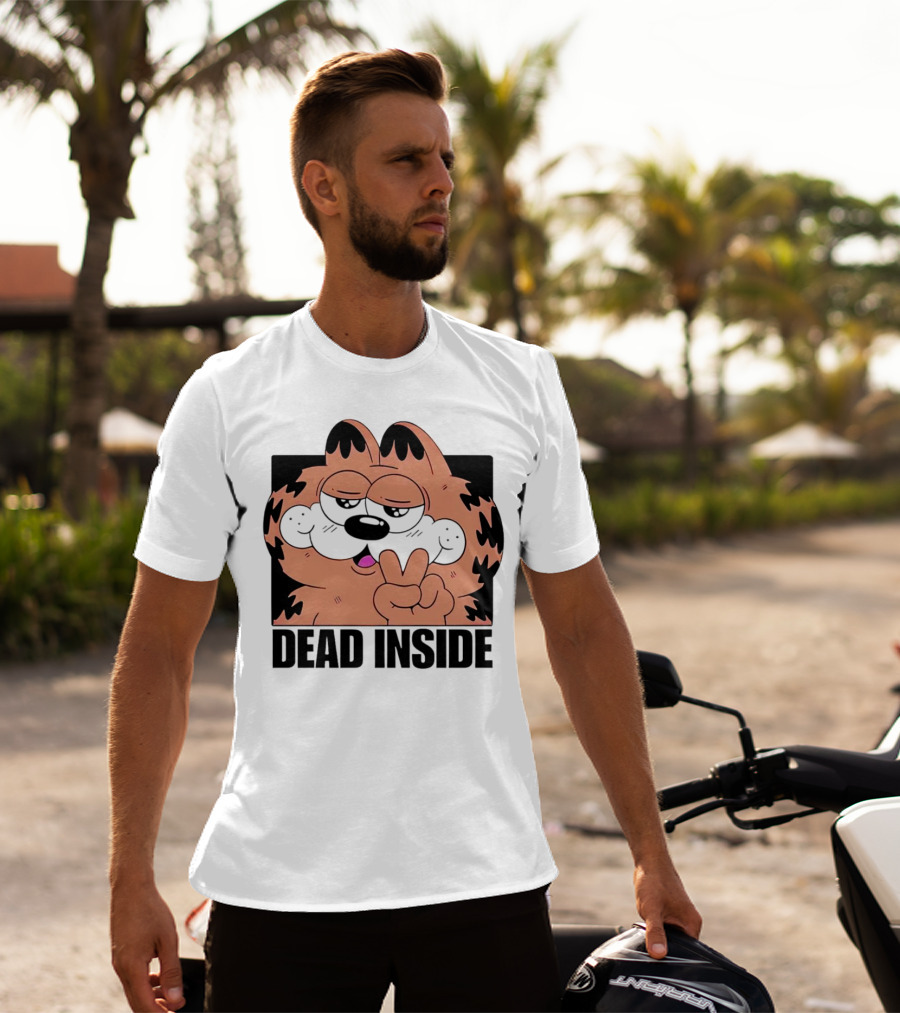 Garfield Dead Inside Peace Sign Iconic Meme T-Shirt