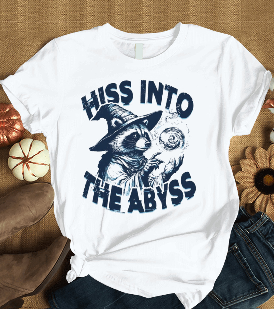 Hiss Into the Abyss Raccoon Witch with Magic Orb T-Shirt