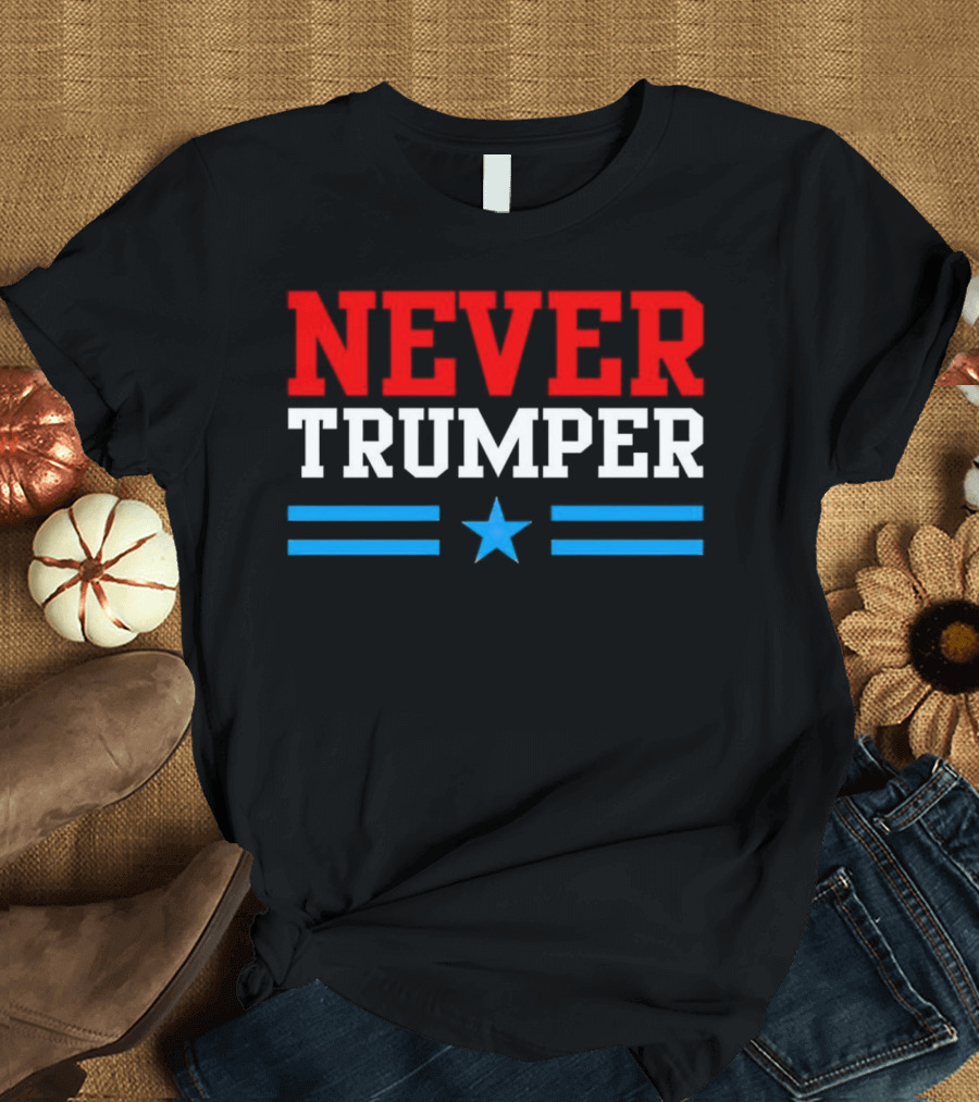 NEVER TRUMPER Red White Blue Star Stripes T-Shirt