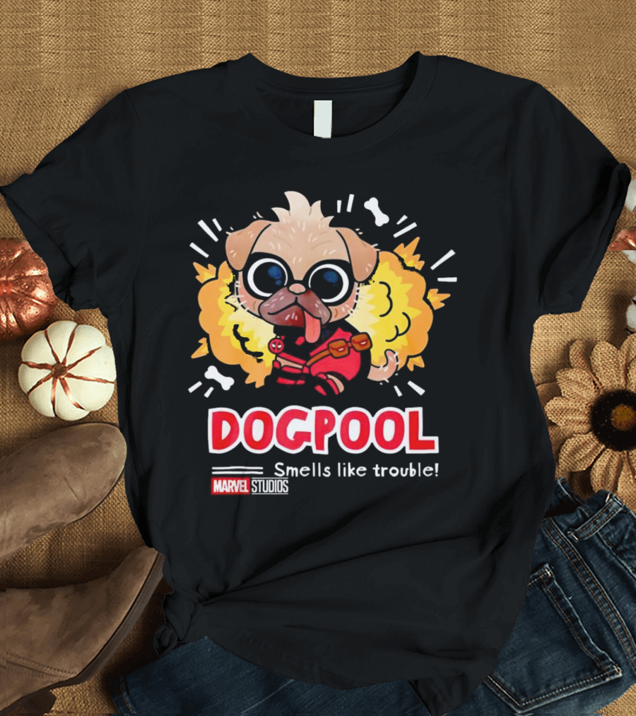 Deadpool Marvel Studios Dogpool Smells Like Trouble T-Shirt