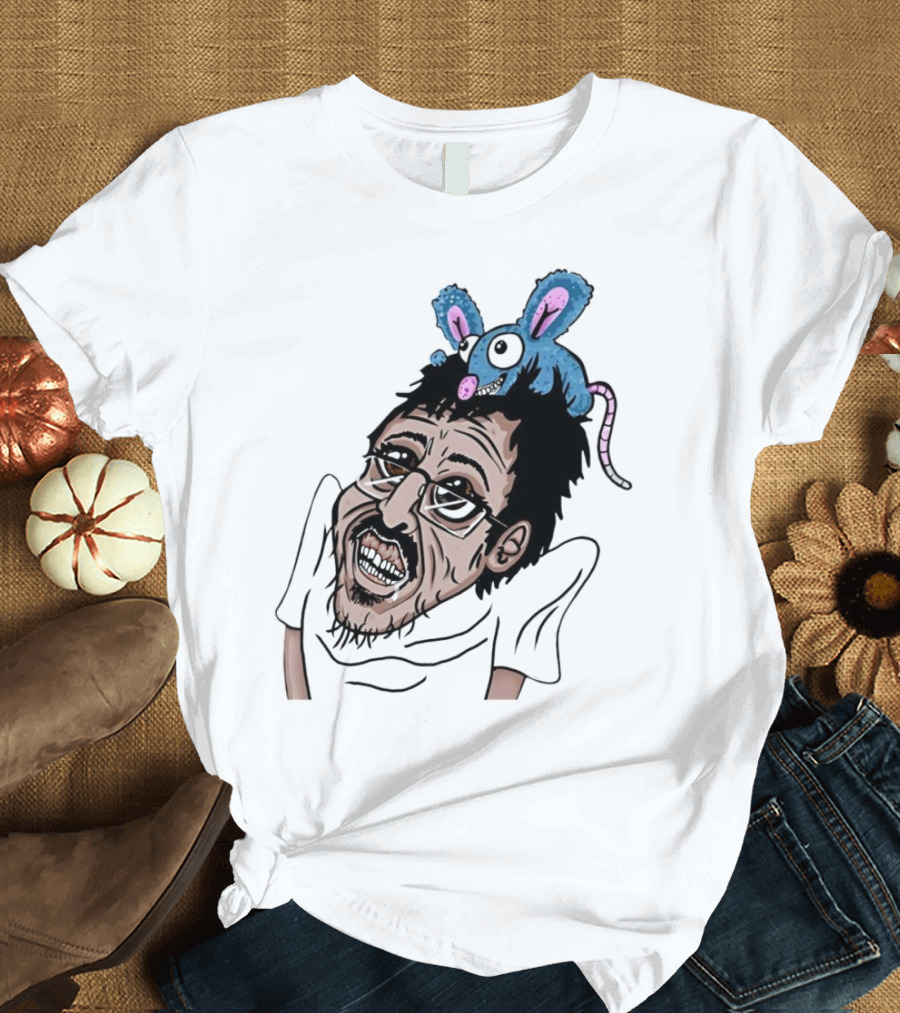 Ricky Berwick with Cartoon Rat on Head T-Shirt