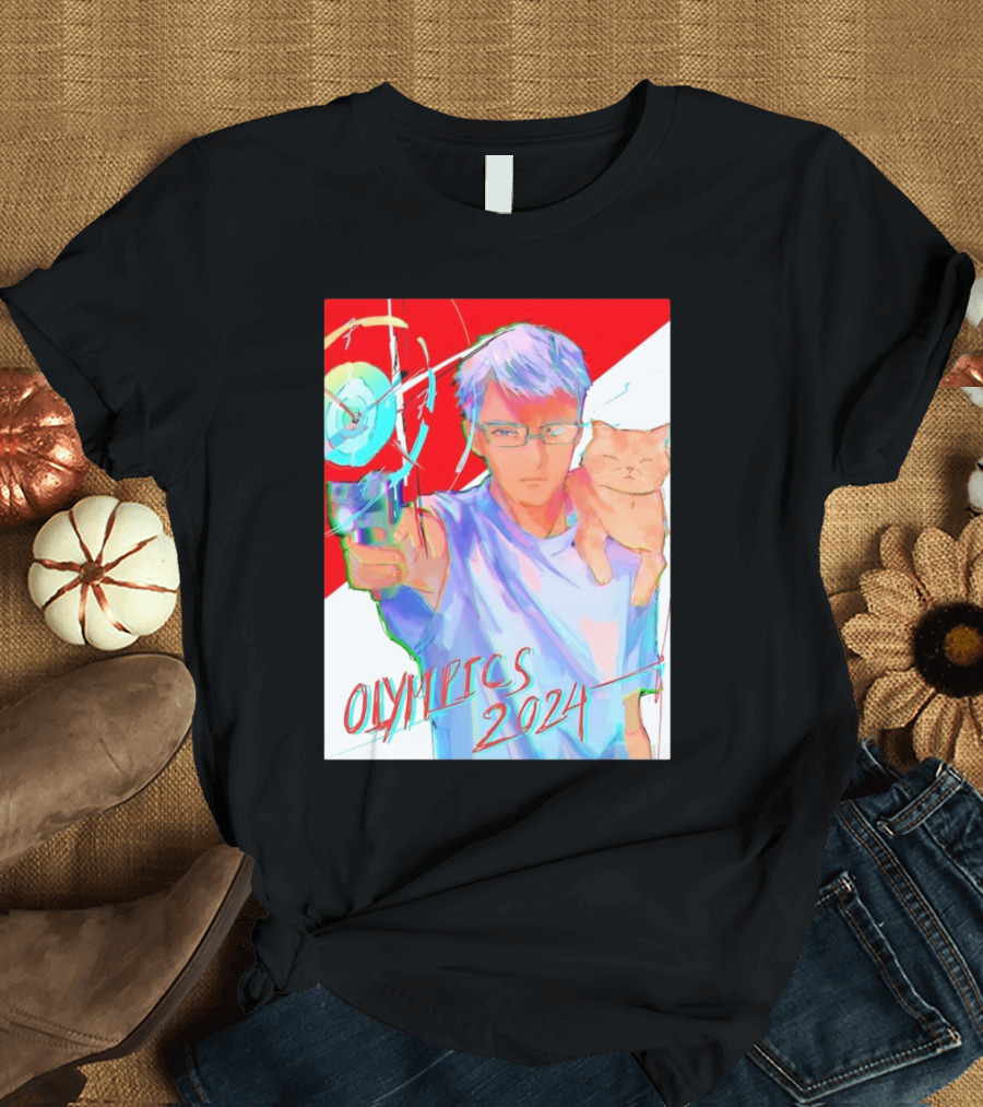Yusuf Dikeç Anime Style with Cat Archery Olympics T-Shirt