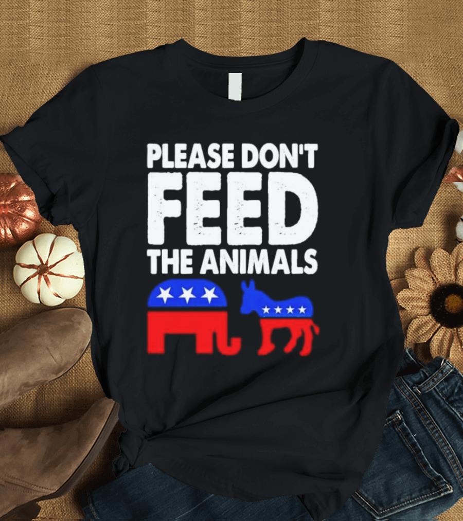 Please Don't Feed the Animals Political Elephant and Donkey T-Shirt