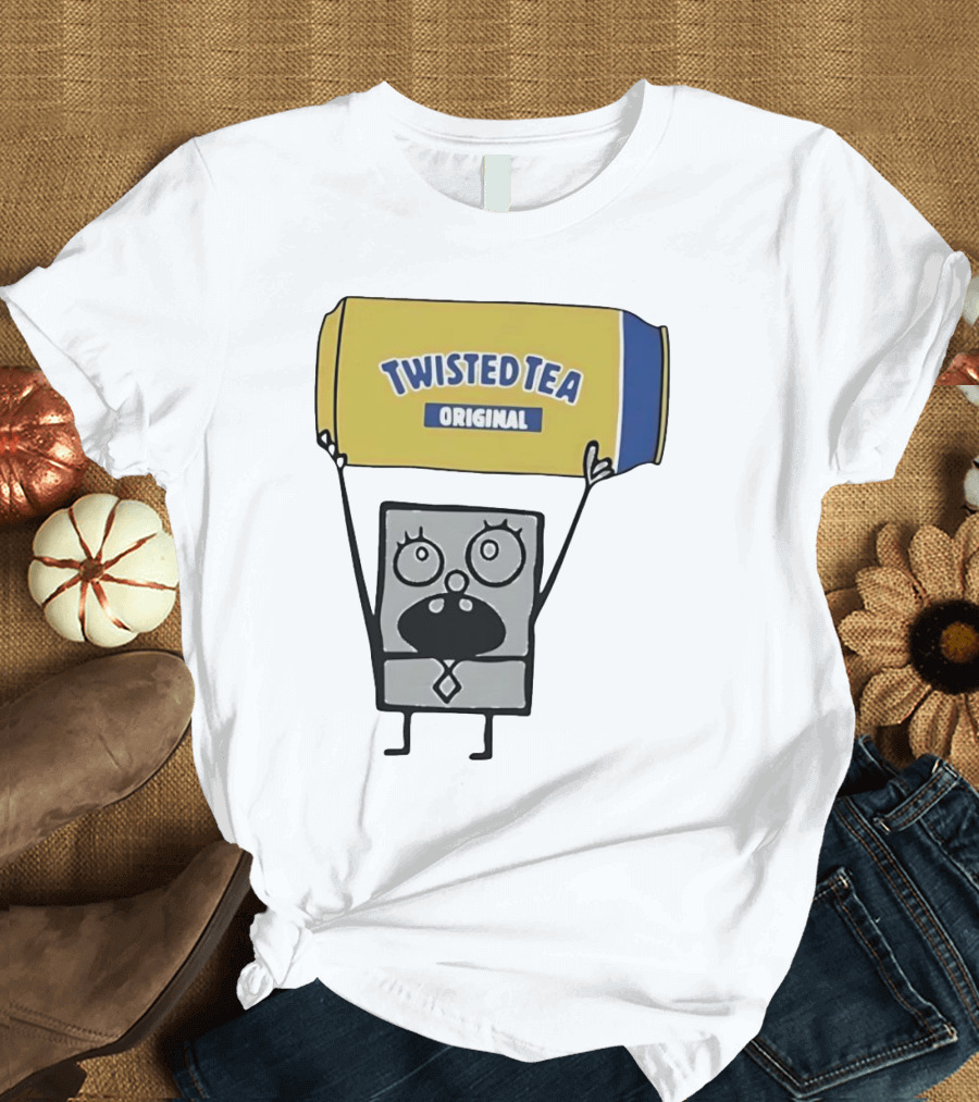 SpongeBob Doodlebob Holding Twisted Tea Original Can T-Shirt