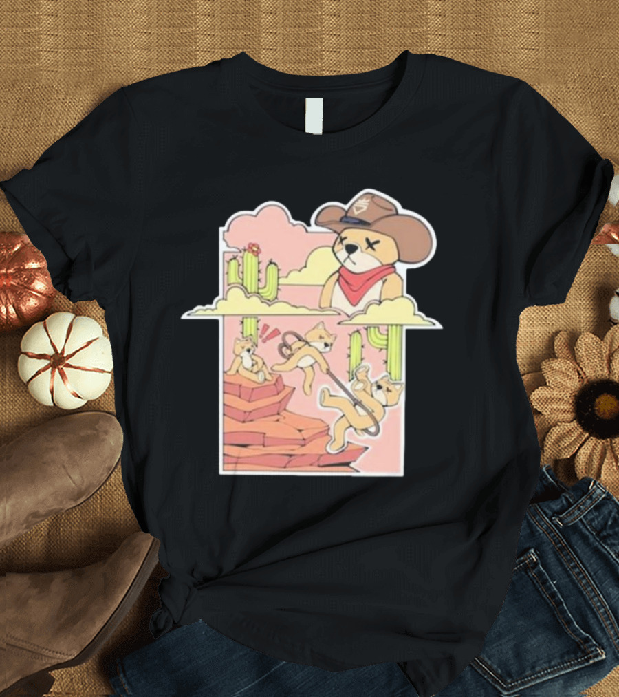 Rich And Lonely Outlaw Richie Cowboy Bear Adventure Cactus Desert T-Shirt