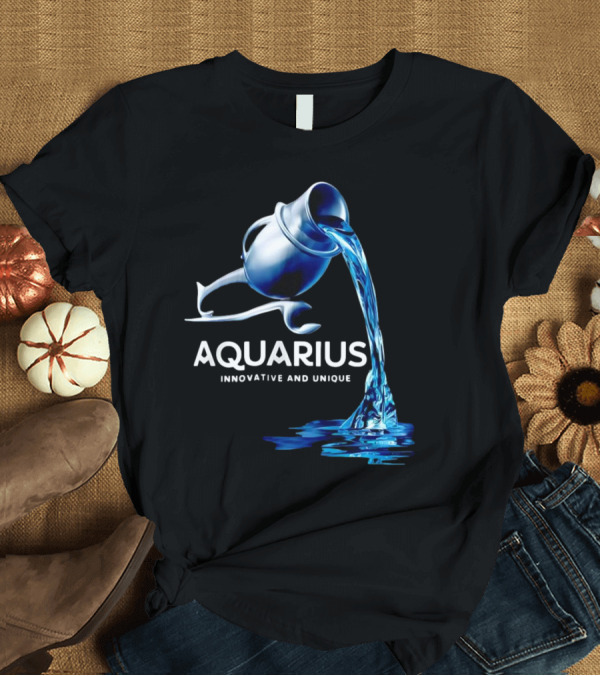 T-Shirt: Aquarius Zodiac Sign Innovative and Unique Water Bearer Pouring Blue Water T-Shirt Aquarius Zodiac Sign Innovative and Unique Water Bearer Pouring Blue Water T-Shirt