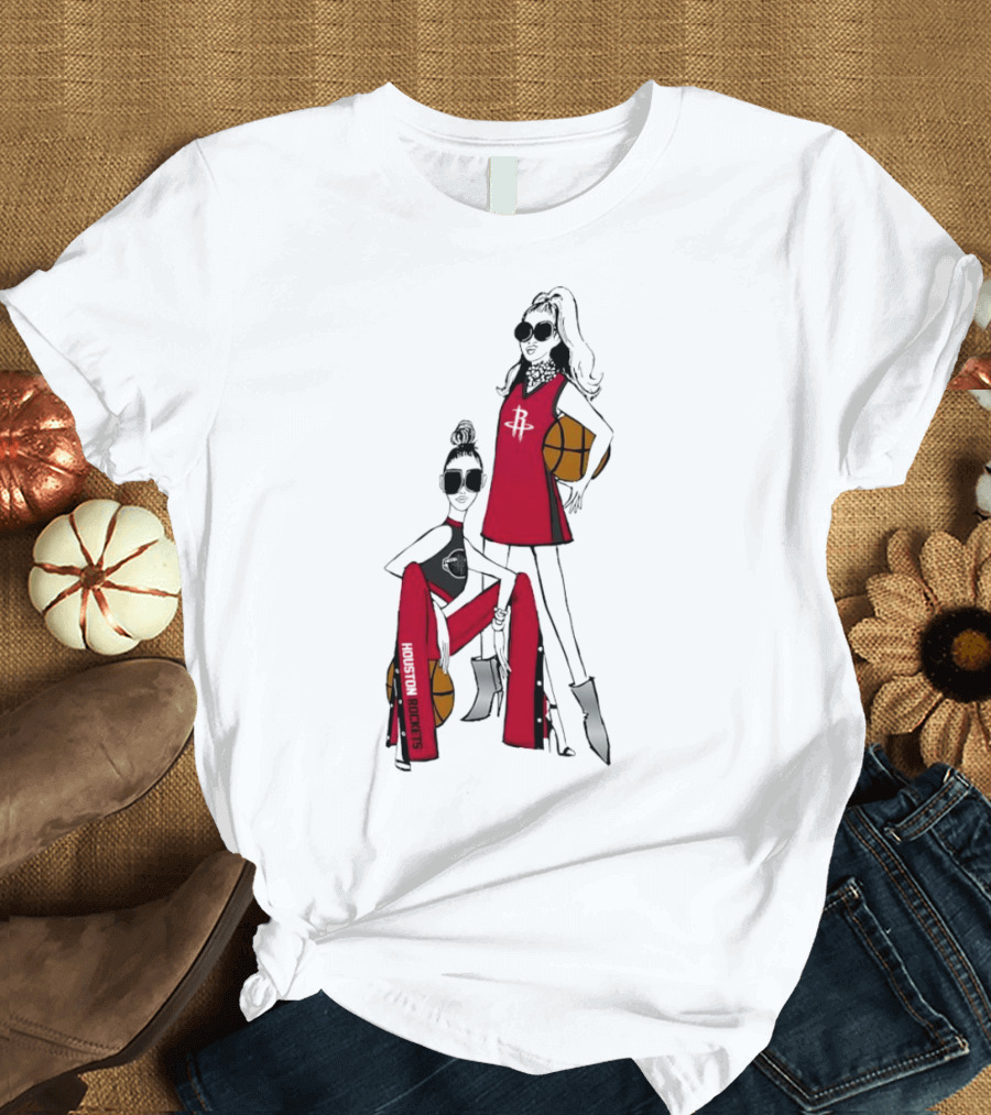Houston Rockets G-III 4Her Basketball Girls Fitted Red Fashion Style with Basketballs T-Shirt