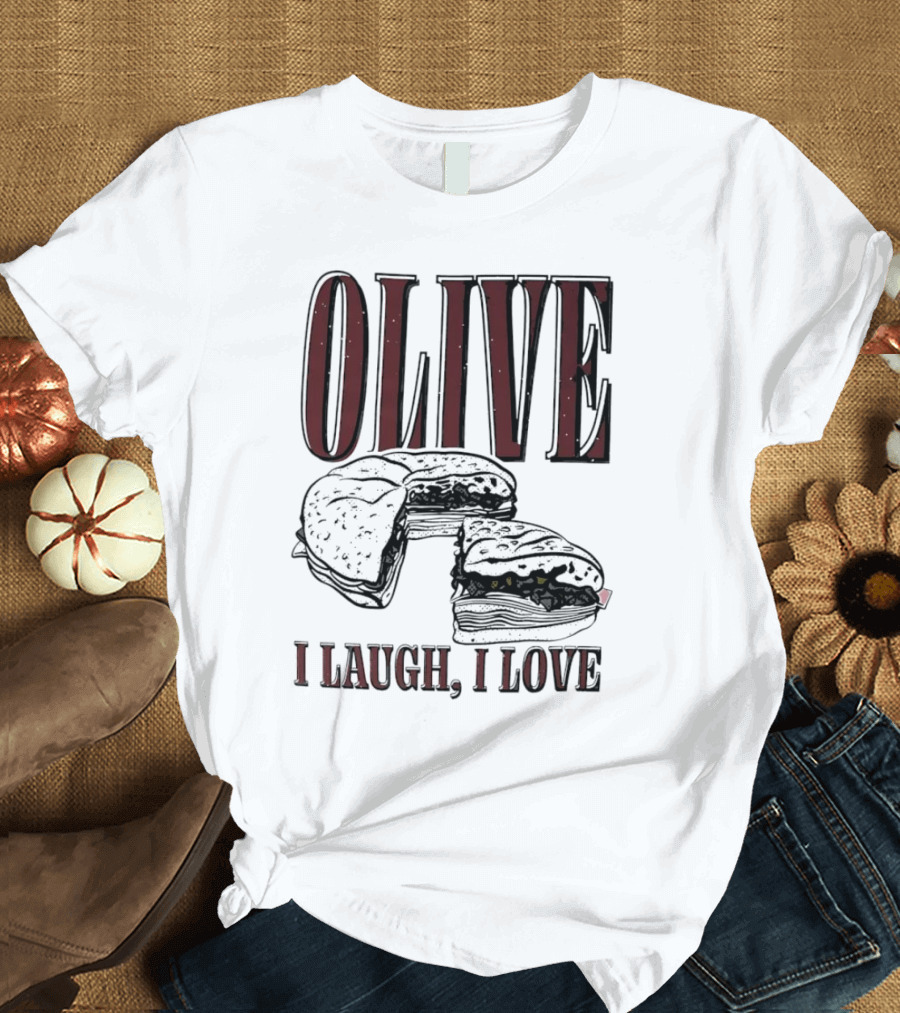 OLIVE I Laugh I Love Black Burger Joke T-Shirt
