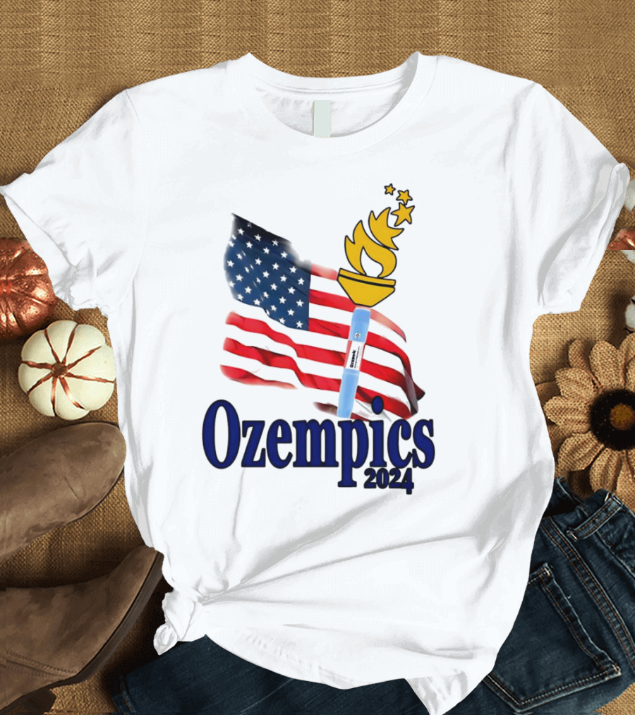 Ozempics 2024 American Flag Torch Stars T-Shirt