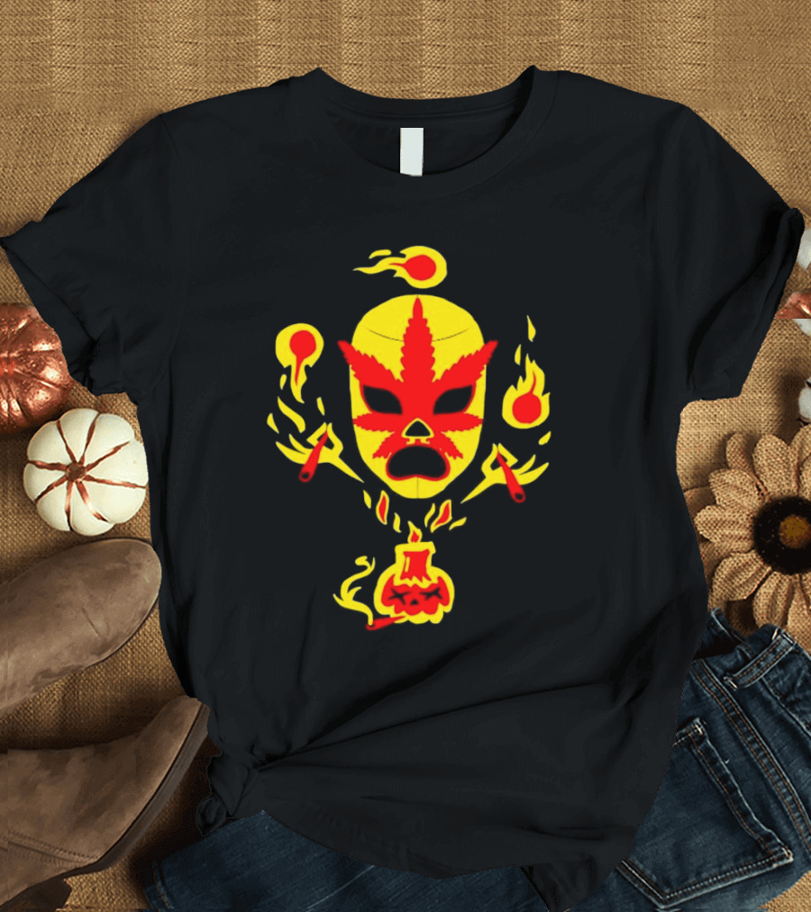 The Ablazing Blitzed Brothers Flaming Leaf Mask T-Shirt