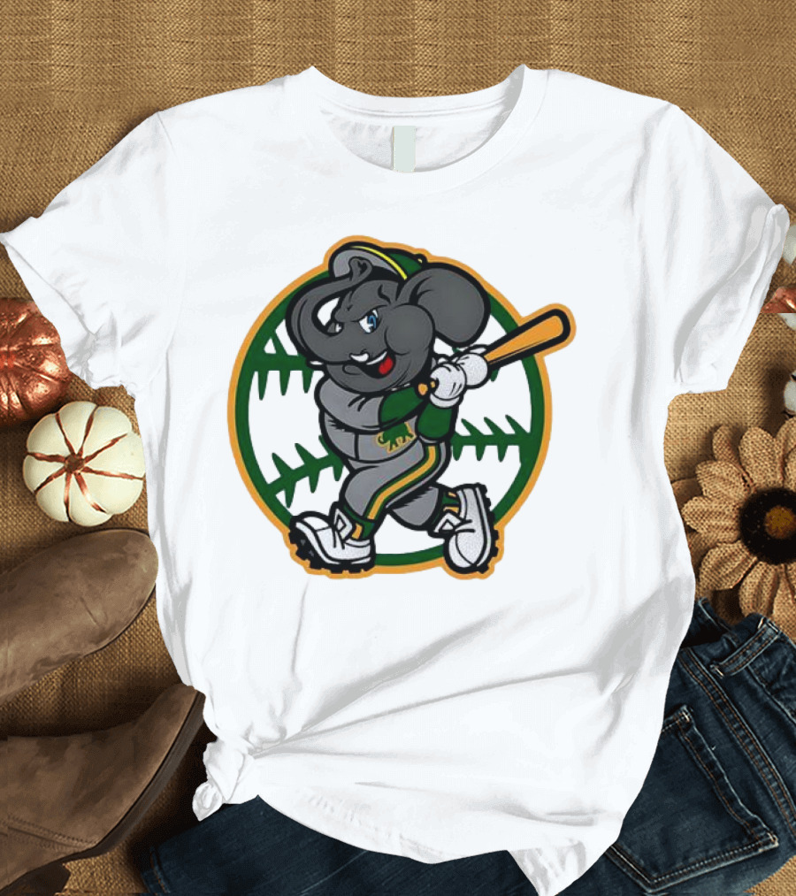 Oakland Baseball Elephant Batting Logo MLB T-Shirt