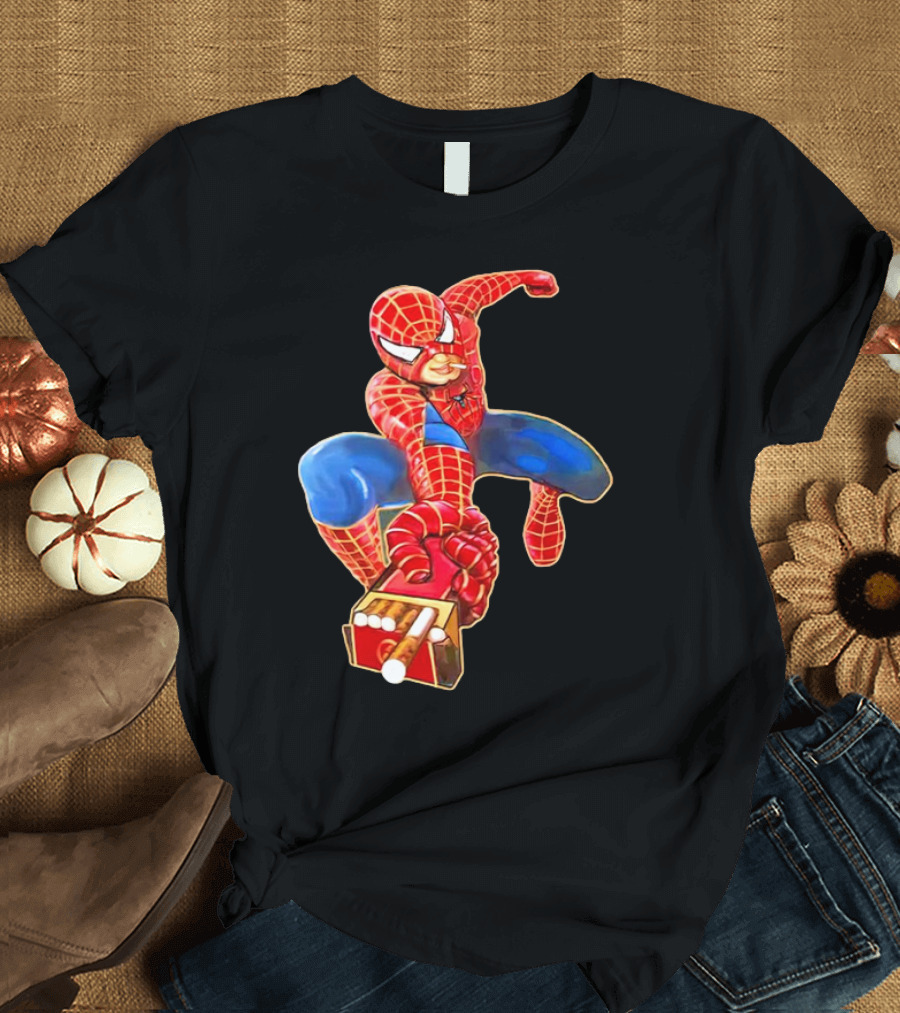 Spiderman Funny Smoking Man Superhero T-Shirt