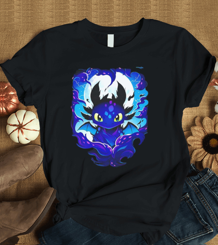 Toothless How to Train Your Dragon Darkness Cartoon Blue Flame T-Shirt