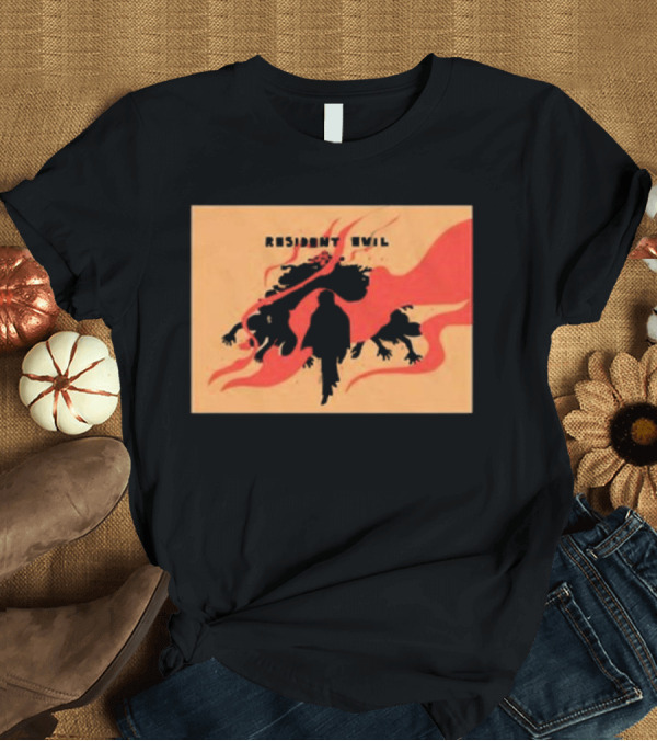 T-Shirt: Resident Evil Silhouette Shadow Red Flames T-Shirt Resident Evil Silhouette Shadow Red Flames T-Shirt