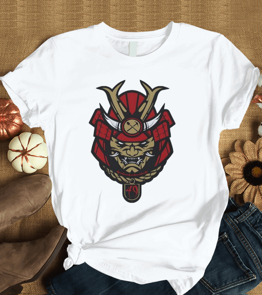 San Francisco 49ers Samurai Head with Crossed Axes and Number 49 T-Shirt