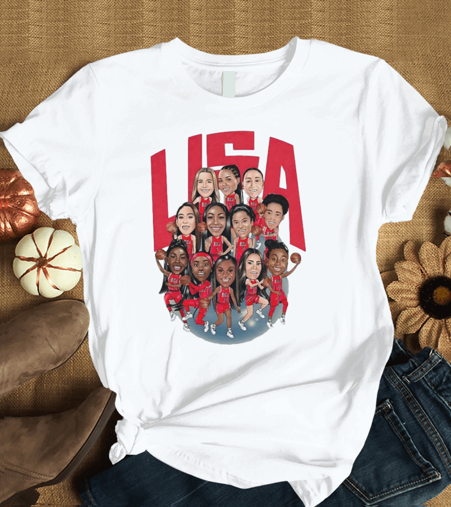 USA Women’s Basketball Team 2024 Olympic Champions Roster T-Shirt