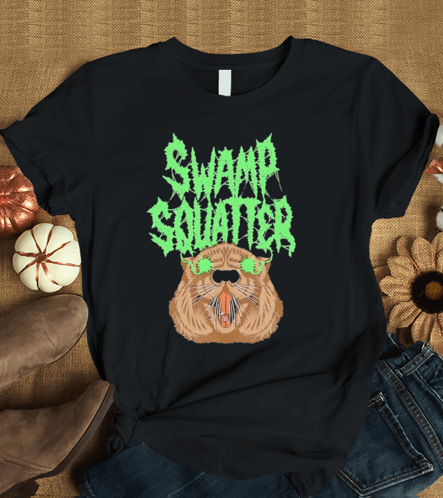 SWAMP SQUATTER GREEN MONSTER FACE T-Shirt