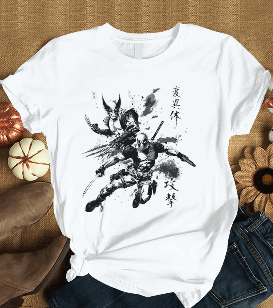 Deadpool Wolverine 戦う 変異体 攻撃 T-Shirt