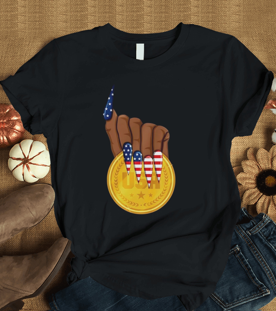 Gold Medal USA American Nails Sha’Carri Richardson T-Shirt
