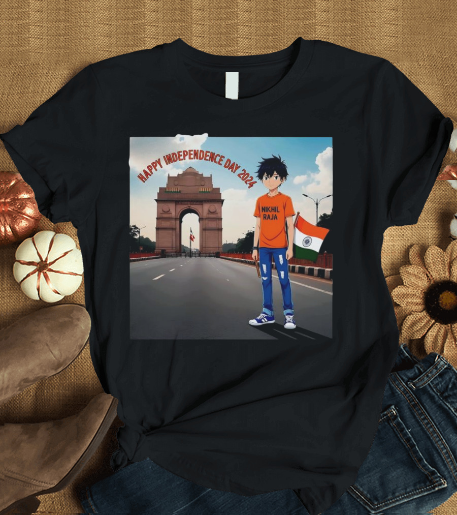 Nikhil Raja Happy Independence Day 2024 India Flag India Gate T-Shirt