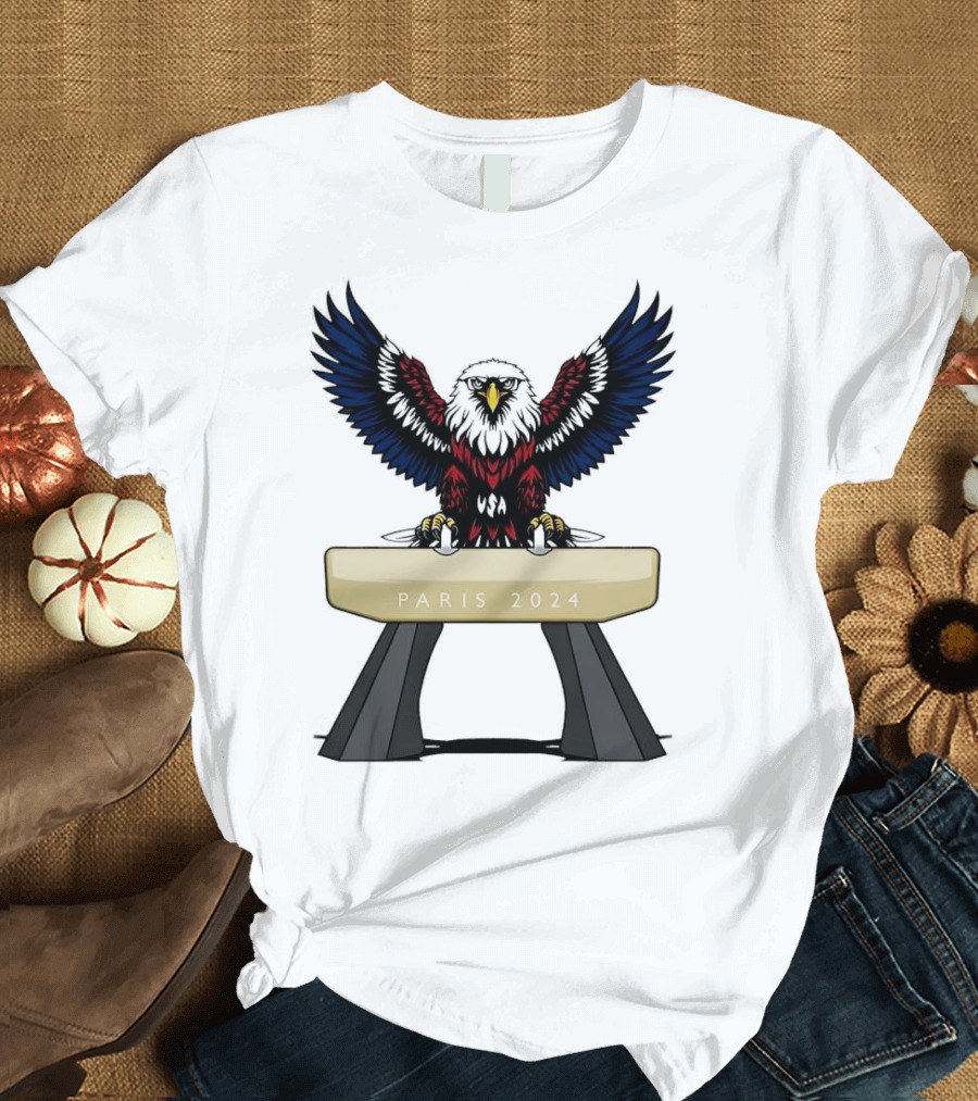 American Eagle Pommel Horse Paris 2024 Gymnastics Emblem T-Shirt