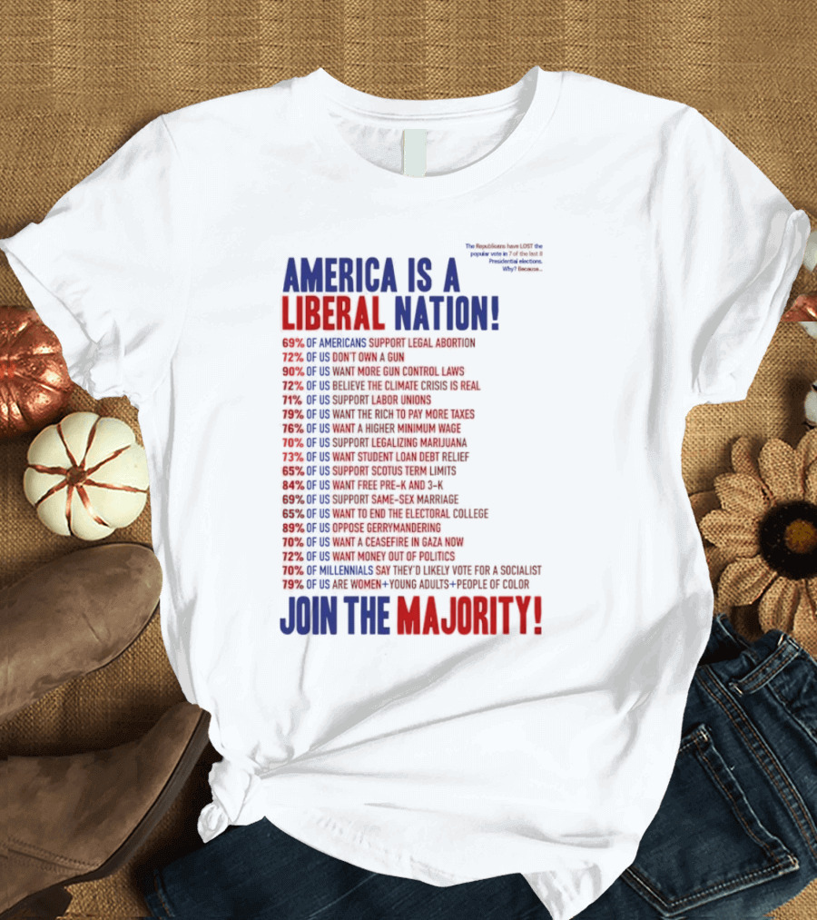 America is a Liberal Nation 69% of Americans Support Legal Abortion Join the Majority T-Shirt