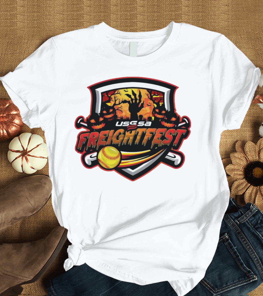 USSSA Fast Pitch Freightfest 2024 Halloween Softball Texas T-Shirt
