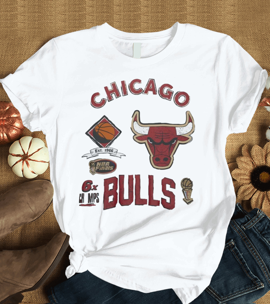 Chicago Bulls Est. 1966 NBA Finals 6X Champs Hardwood Classics Legacy Retro T-Shirt